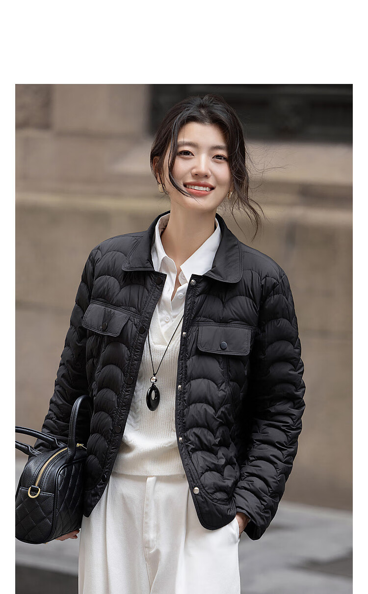Dme [Light, Thin And Warm Combination] Winter Urban 90% Duck Down Lapel Wavy Pattern Quilted Front Short Back Long Women's down Jacket 3