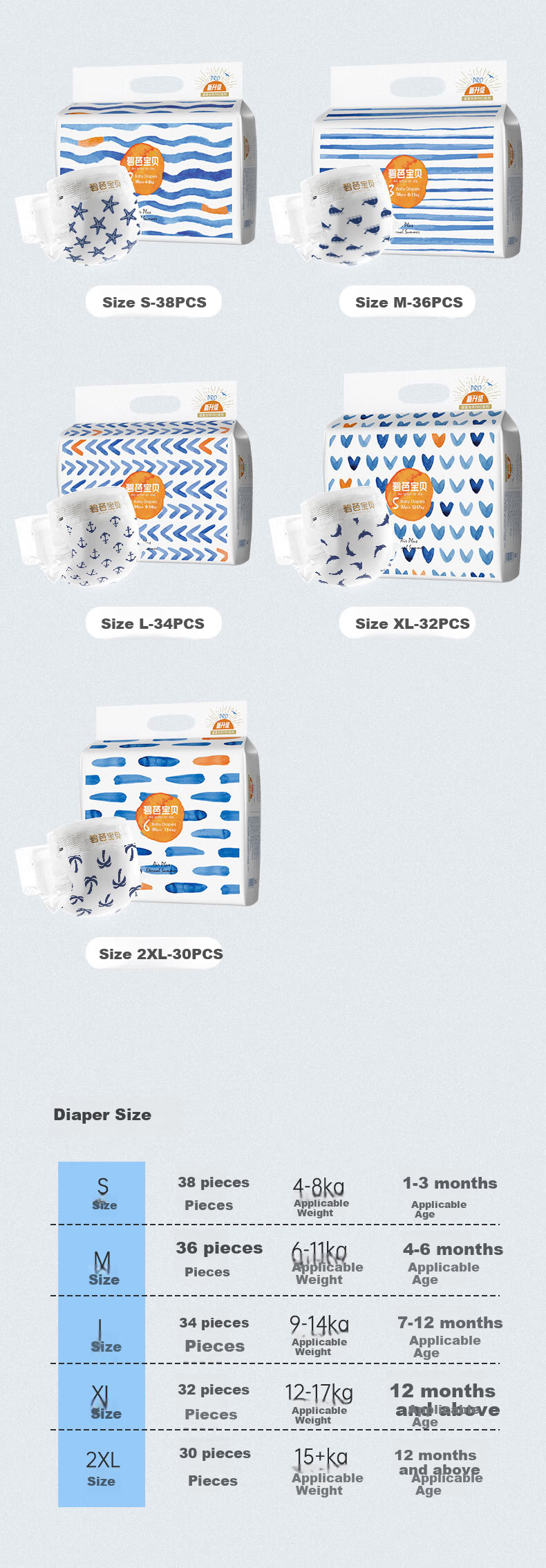 Bibabaobei Summer Pro Diapers Size L 34 Pieces (9-14kg), Disposable Diapers, Ultra-Thin And Breathable, Not Hot Or Stuffy 4