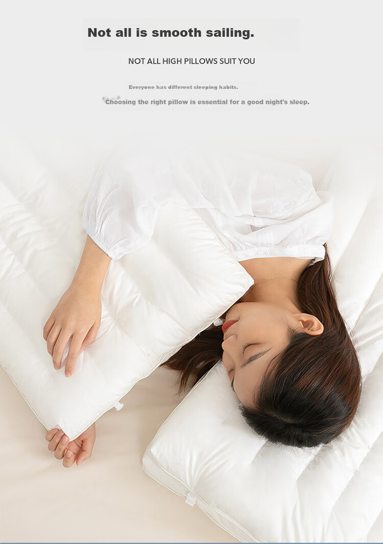 Dohia Pillow, All-Cotton Antibacterial Washable Children's Pure Cotton Comfortable Soft Pillow Core, Low Pillow Single Piece 60*40cm 5