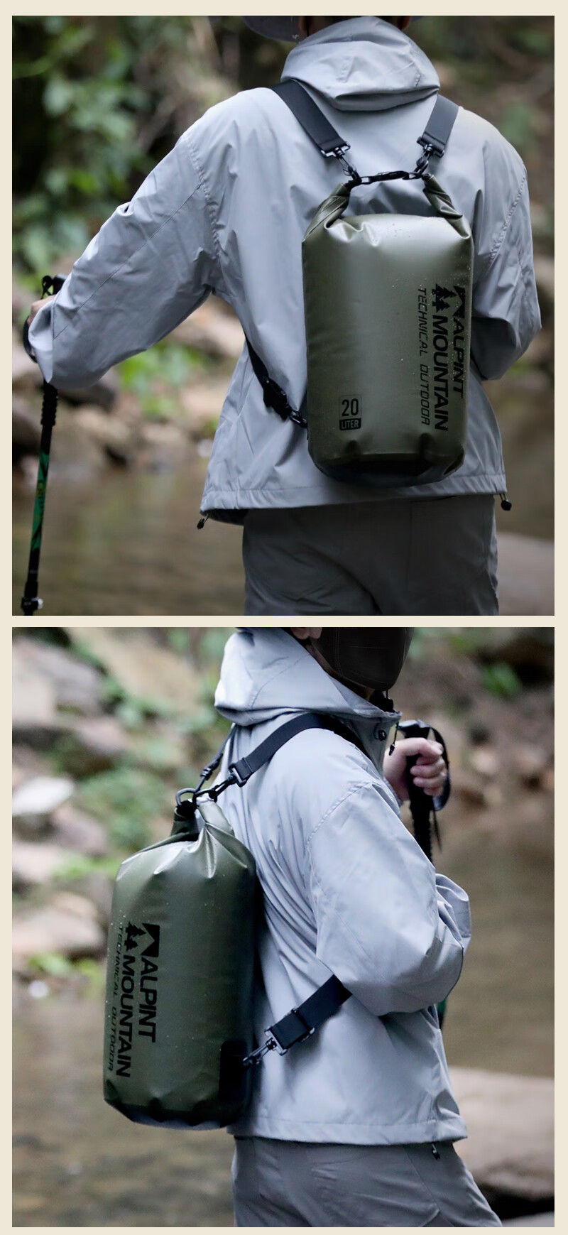 ALPINT MOUNTAIN Waterproof Multifunctional Backpack with Wet and Dry Separation for Outdoor Diving Snorkeling Swimming Creek Hiking Rafting 17