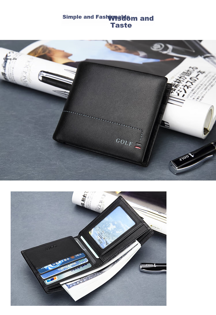 GOLF Men's Wallet, Top-Grain Leather, Horizontal Short Style, Multi-Card Slots, Card Holder, Leather Billfold, Coin Purse, ID Holder, Gift Box Packaging 11