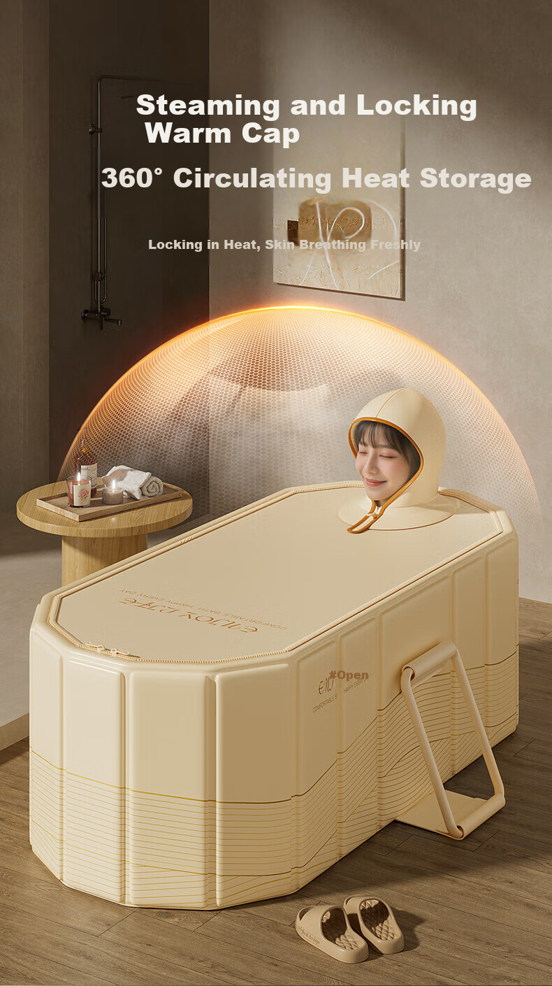 Miaoxinsi Foldable Bath Tub for Home Use, PVC Insulated Long-Lasting Hot And Cold Water Soaking Tub for Adults And Children, 1.2M 7