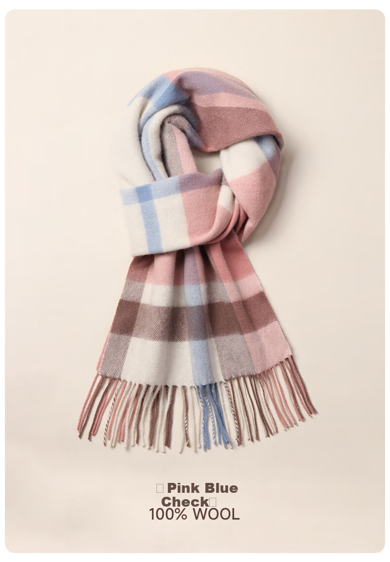 Hengyuanxiang Women's Winter Scarf, Pure Wool Plaid Shawl, Autumn And Winter Ladies' Neck Warmer, Mid-Autumn Festival Gift for Mom, Birthday Present in Gift Box 14