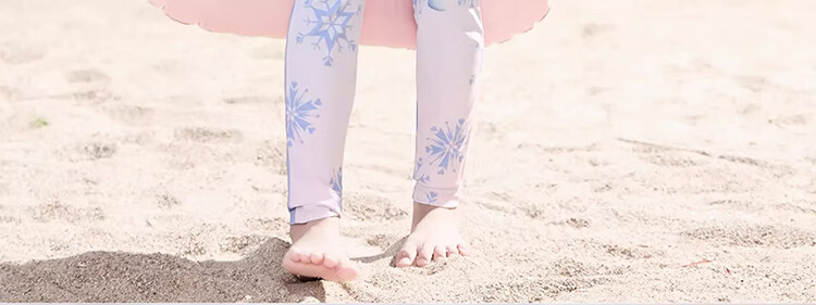 Disney Kids Girls One-Piece Long Sleeve Long Pants Sunscreen Swimwear Class A D35052 Elsa Princess Blue Size 130 14