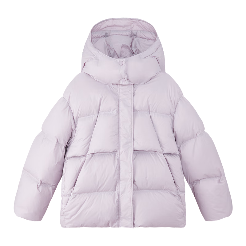 Zuo Xi Girls' Down Jacket Winter 2025 New Children's Three-Proof Hooded Puffer Coat Light Purple 170