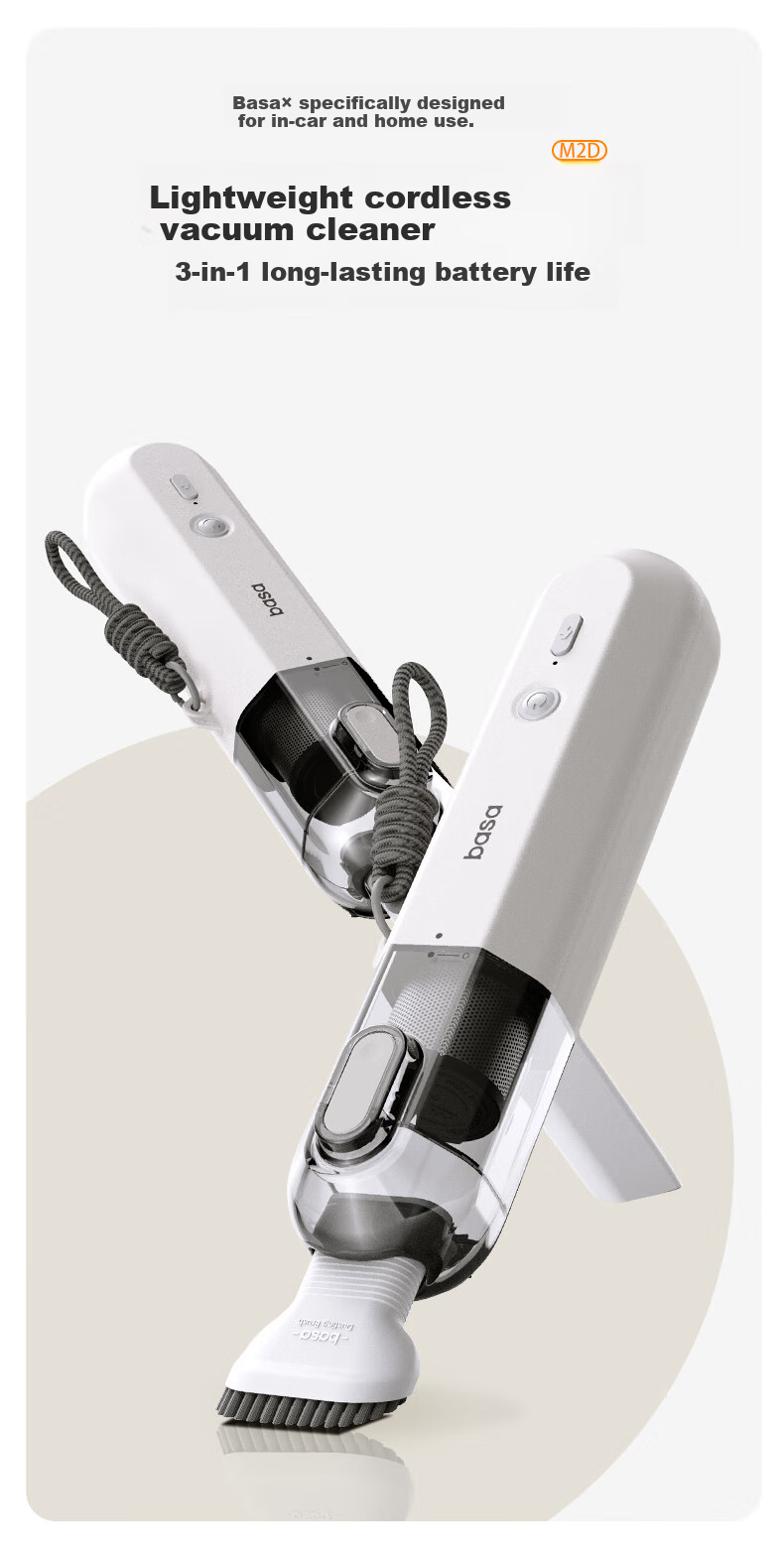 Basa Handheld Cordless Vacuum Cleaner with Strong Suction for Car And Home Use, High Power Multi-Functional, Ultra Strong Suction 6000Pa, Includes 3 Filter Cartridge Set 4