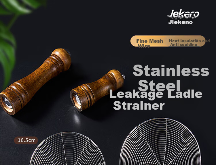 Jekero Slotted Spoon Stainless Steel Kitchen Strainer Skimmer Colander Ladle Noodle And Dumpling Scoop Wooden Handle Strainer 1