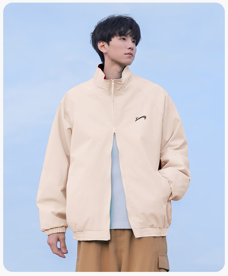 Guirenniao Men's Stand Collar Jacket New Spring Autumn American Baseball Collar Jacket Moonlight Blue S 12