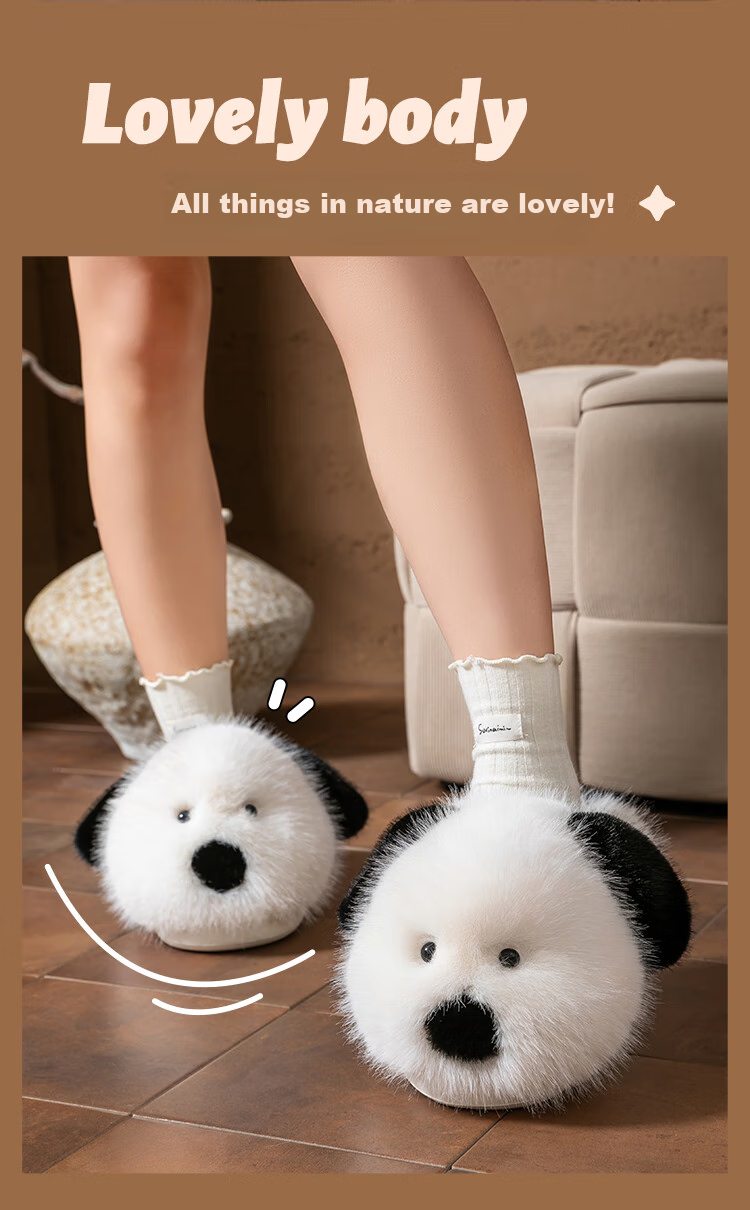 Daxixiansen Feifei Autumn And Winter Cotton Slippers for Women, Indoor Plush Slippers, Warm Home Use Thick-Soled Cute Slippers 2