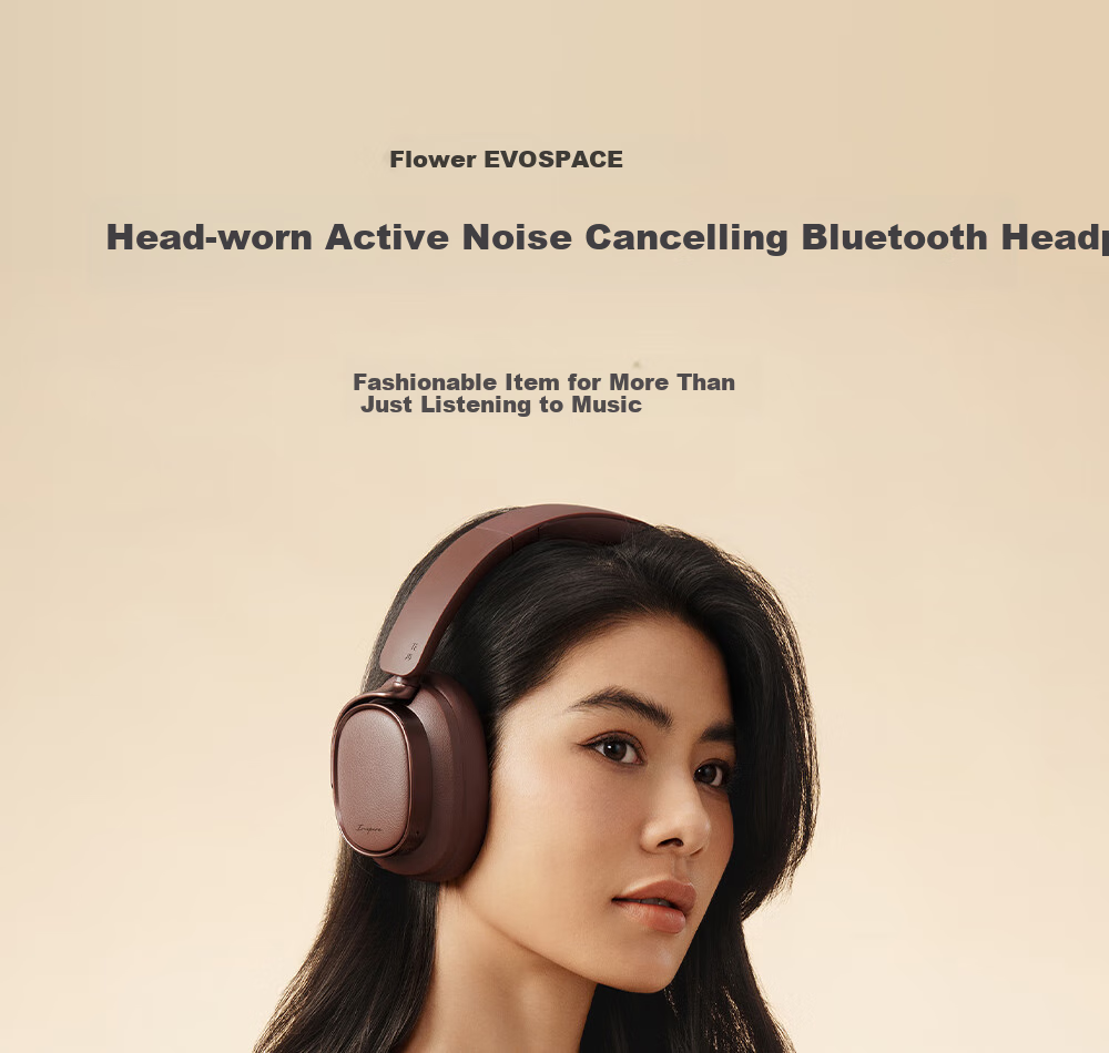 Manbuzhehuazai Evo Space Over-Ear Active Noise Cancelling Bluetooth Headphones, Bluetooth 5.4, Earth Brown, Dual Gold Certification, 93-Hour Battery Life, Compatible with Apple, Huawei, Xiaomi 1