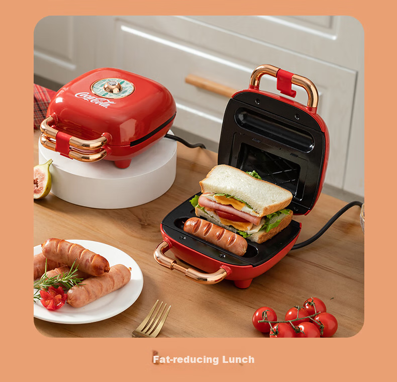 Kekoukele Home Double-Sided Heating Fully Automatic Non-Stick Easy-Clean Bread Toaster Waffle Maker Sandwich Breakfast Machine Round Plate 17