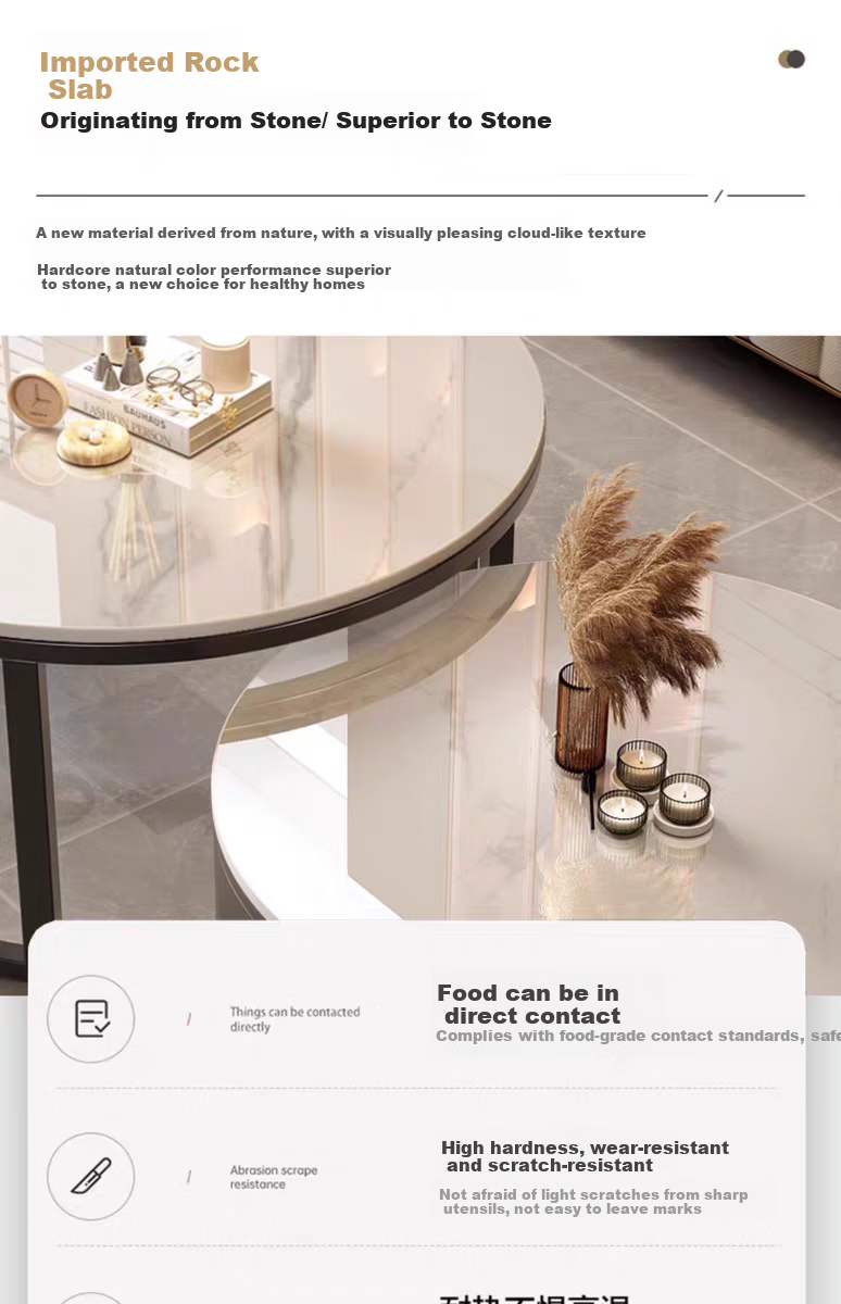 Gupujia Rock Slab Coffee Table, Living Room Modern Minimalist Light Luxury Small Apartment Reception Tea Table, Sofa Glass Side Table, Balcony Small Corner Table 5