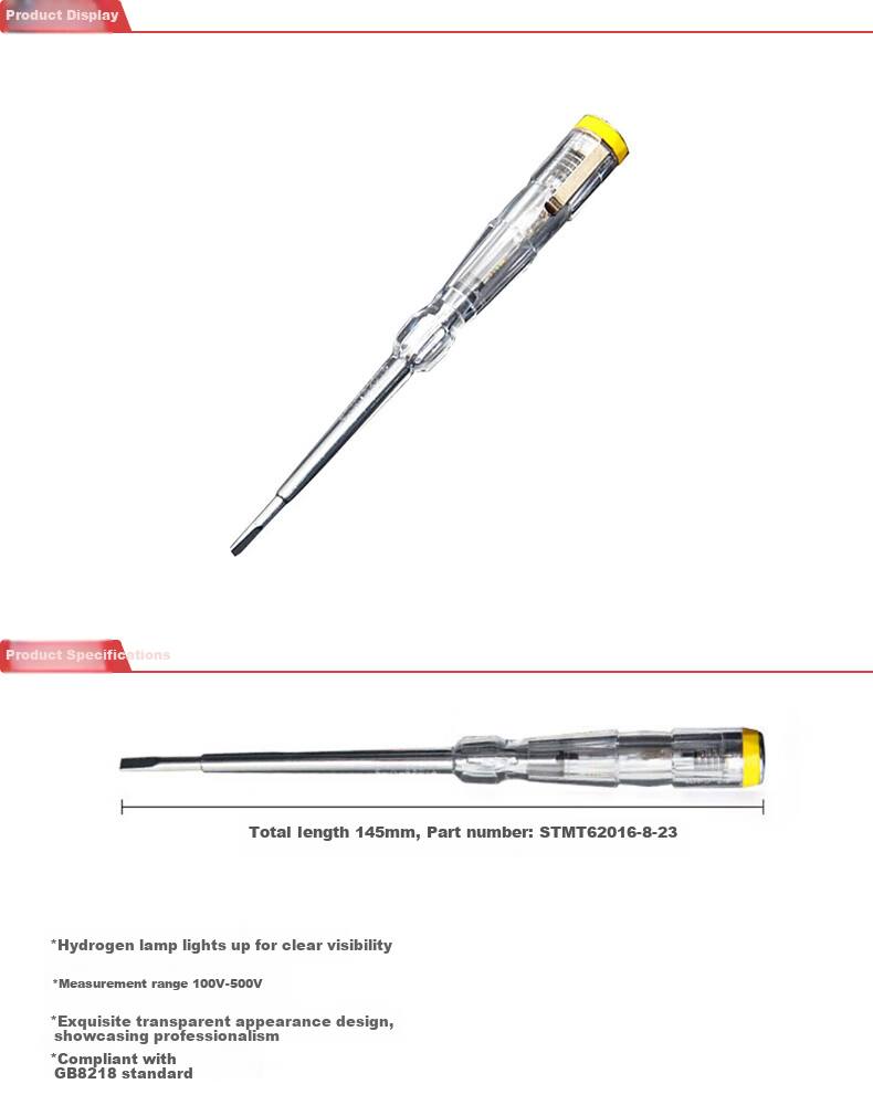 STANLEY Test Screwdriver, 100-500V/145mm, STMT62016-8 1