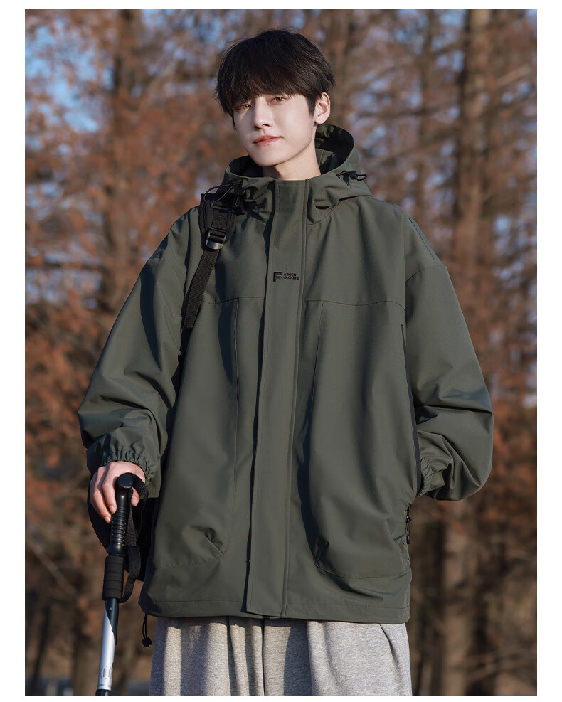 MMOPTOP Black Knight Jacket for Men, Spring And Autumn Style, Outdoor Windproof And Waterproof Mountaineering Jacket, Army Green XL 11