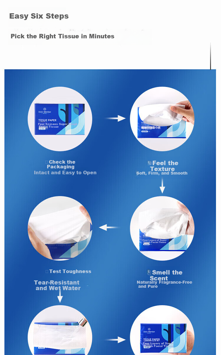One's Member Four-Ply Facial Tissues, 100% Virgin Wood Pulp Paper, Napkins, Hand Towels, Genuine M Size, 90 Sheets * 3 Packs 4