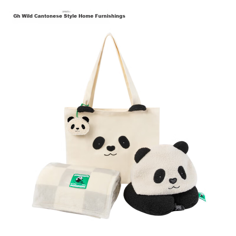 Tbh Panda Pua Travel Nap Set: Blanket, Canvas Bag, Neck Pillow, Office Nap Pillow, Air Conditioning Blanket Three-Piece Set