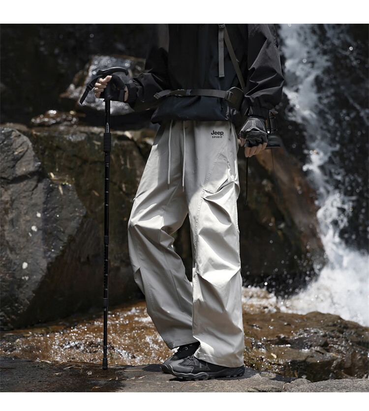 JEEP Men's Outdoor Functional Cargo Casual Pants Spring Tactical Sports Pants Black XL 3