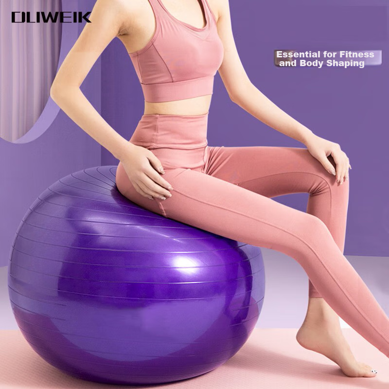Duweike Yoga Ball, Thickened Non-Slip Elastic Adult Fitness Ball, Professional Balance Core Training, Purple, 55cm