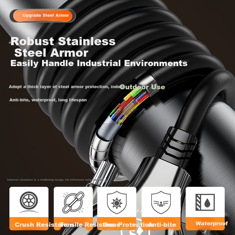 BIAZE Steel Armor Fiber Optic DVI Engineering Cable, 24+1 Male-To Digital Connection High-Definition Cable, Computer Monitor Connection Cable, Outdoor Large Screen Splicing Surveillance HD Cable, 30 Meters