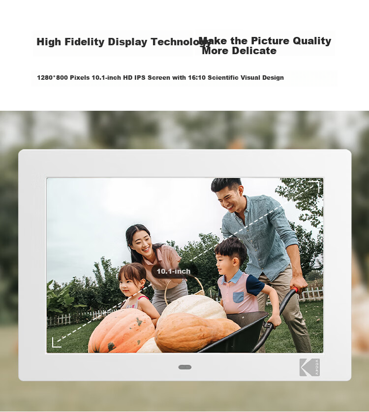 KODAK Digital Photo Frame, 10.1-Inch HD Electronic Album Video Player, White, Mid-Autumn Festival Gift 3