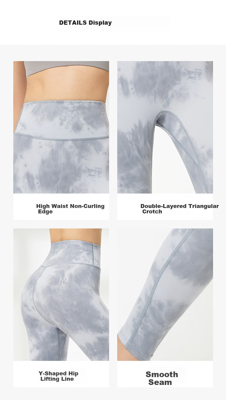 I'd National Style Tie-Dye Printed Yoga Pants for Women, Nude Feel Slim High-Waisted Butt-Lifting Running Fitness Yoga Pilates Leggings 10
