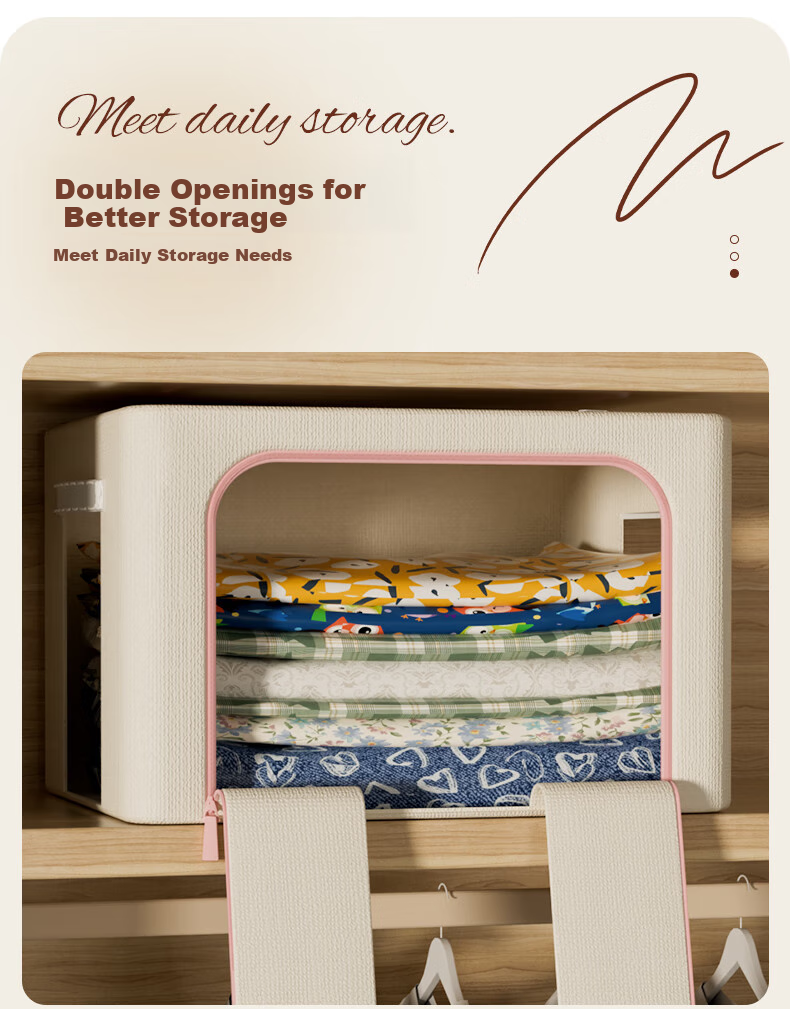 Shengnishangpin Fabric Storage Box, Clothes Organizer, 53L, Khaki Color, Sun Ion Fabric, Children's Home Storage 1