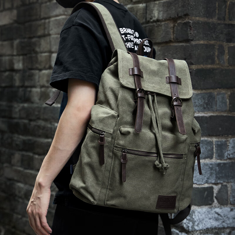 Fanzhe Canvas Casual Simple Backpack Men Korean Style Travel Bag Trendy High School Student Schoolbag