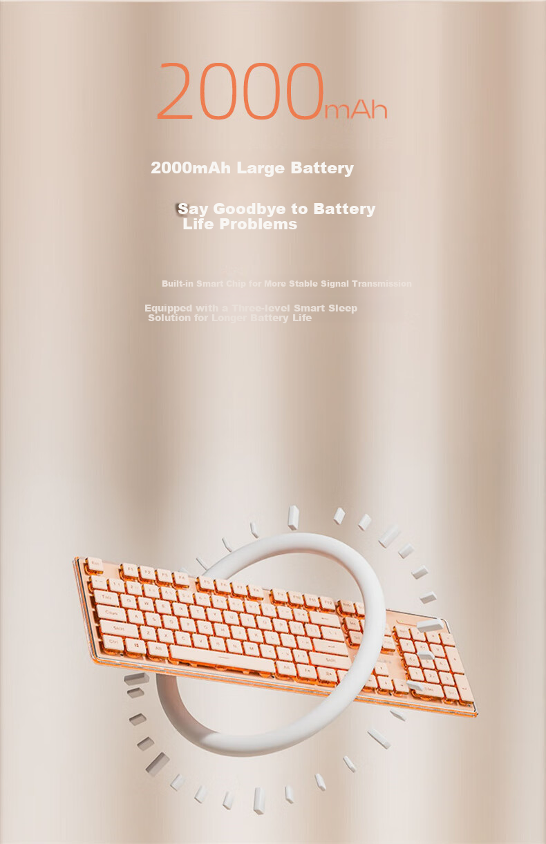 EWEADN V3104 Wireless Keyboard And Mouse Set, Bluetooth Dual-Mode Silent Mechanical Feel High Aesthetic Value Slim Office Membrane Keyboard for Computer Laptop IPad Universal, Milk White Color 16