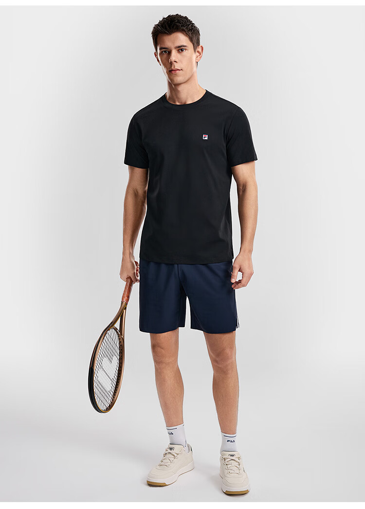 FILA Official Men's Short Sleeve T-Shirt 2026 Summer Tennis Moisture-Wicking Quick-Dry Knit Sun Protection Crew Neck Top 38