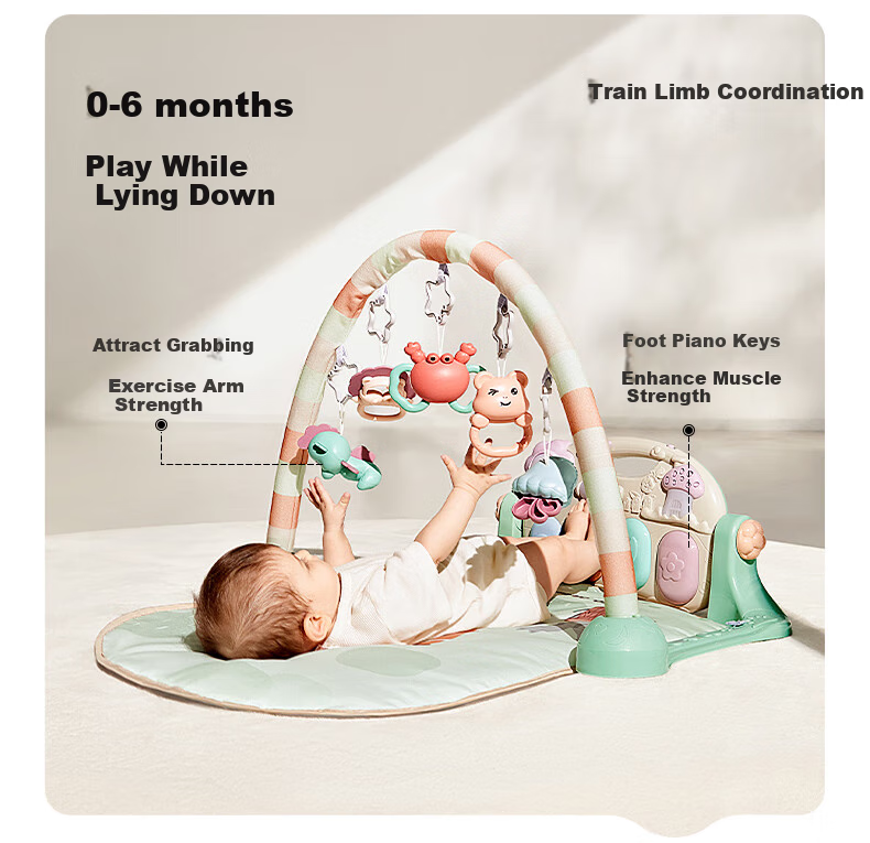 Babycare Baby Gym Foot Piano for 0-1 Year Old Newborns, Baby Welcome Gift, Infant Soothing Toy, Duobula Rabbit 9