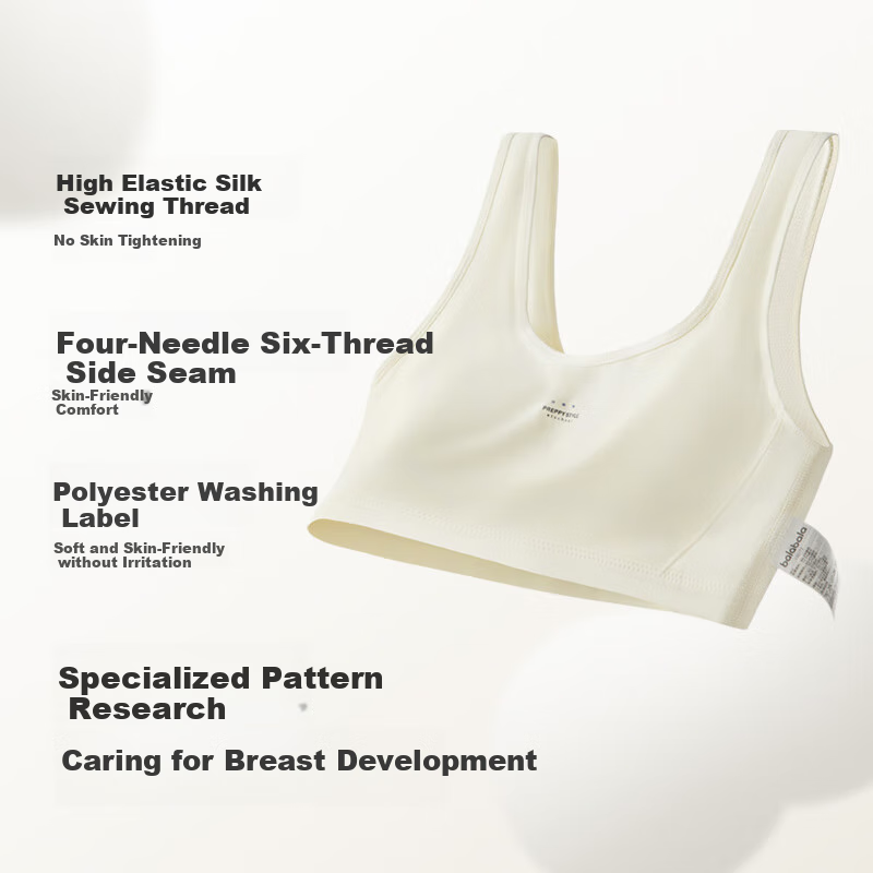 BALABALA Girls' Camisole Undershirt, Children's Underwear, Training Bra for Puberty, Anti-Nipple Show-Through, Summer Wear, 208925195004