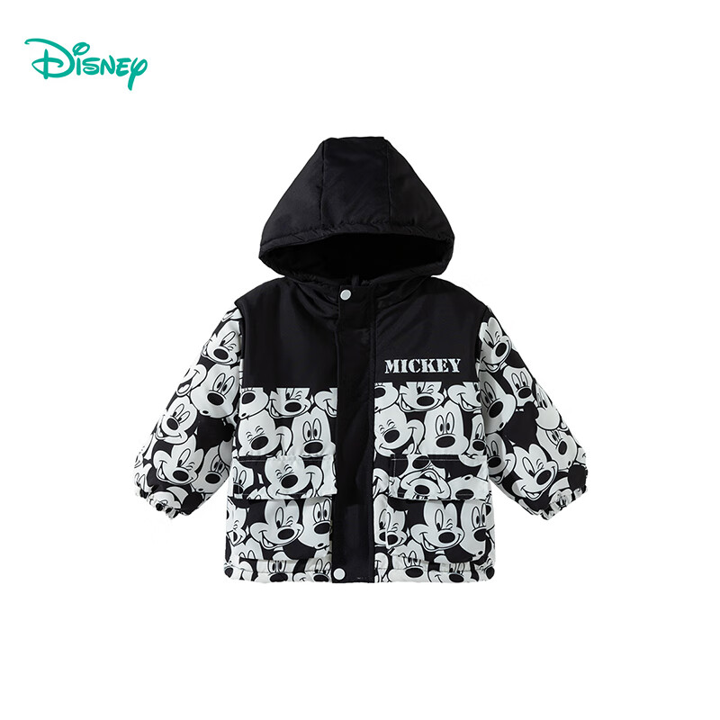 Disney Autumn Winter Boys' Fashion Casual Comfortable Warm Versatile Hooded 3-in-1 Jacket Black 101