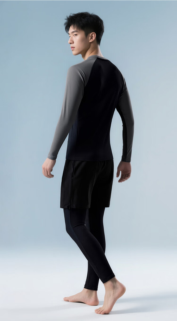 ERKE Men's Long Sleeve Long Pants Sunscreen Two-Piece Swimsuit Set Surfing Jellyfish Suit Hot Spring Bathing Suit 2