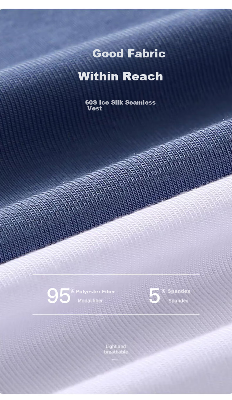 LangSha 2-Pack Large Size Undershirt for Men, Thin Style, Cuttable, 7A Antibacterial Seamless Ice Silk Vest, Modal Cool-Feeling Undershirt 6
