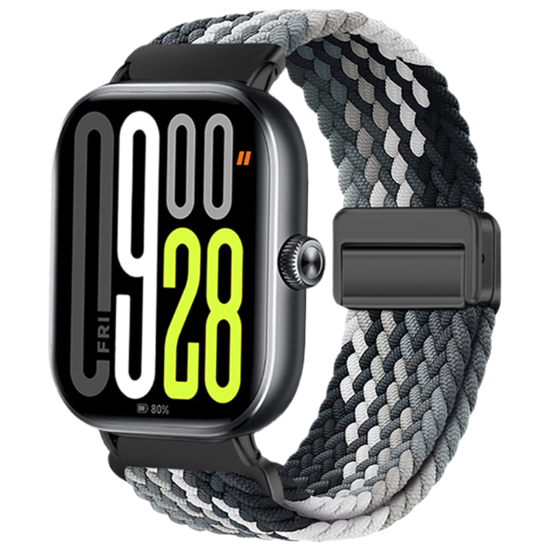 CHENSONG Magnetic Loop Woven Strap for Redmi Watch6/Watch5/Watch4 Unisex Black Brown
