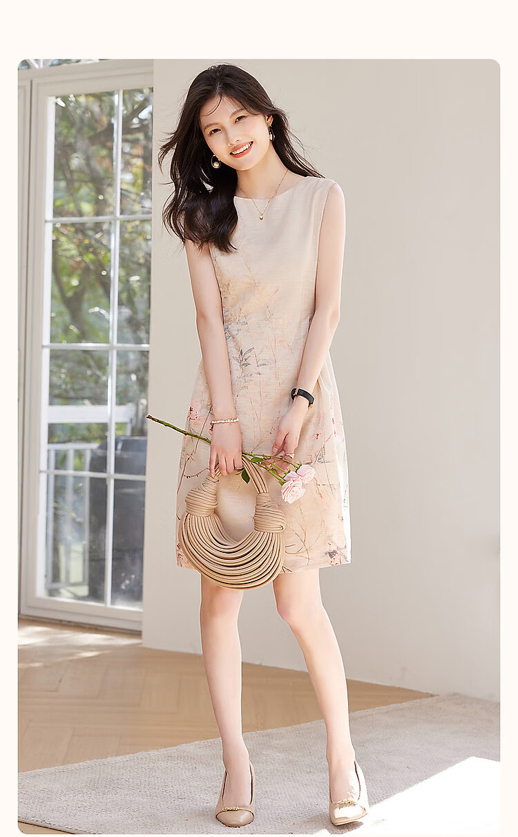 Dme [Gentle Weather Forecaster] Spring And Autumn Chinese-Style New Elegant Floral Print Sleeveless Vest Dress, Slim-Fit Women's Dress 2