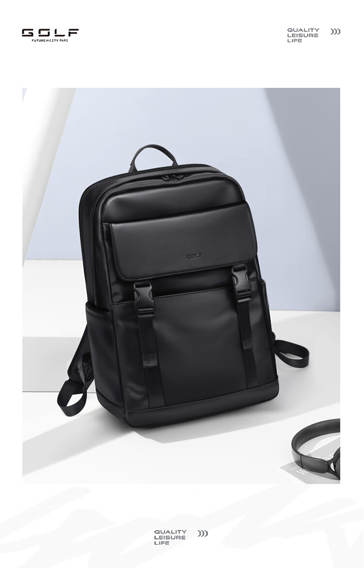 GOLF Men's Travel Backpack Unisex 15.6/16 Inch Laptop Student School Bag Soft Leather Business Backpack 20