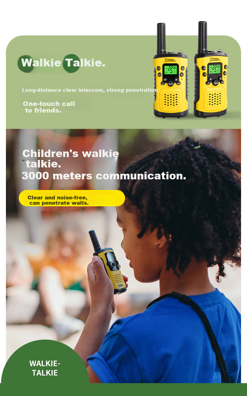 National Geographic Kids Monocular Telescope Children's Camera Walkie Talkie Outdoor Travel Gift Set 6