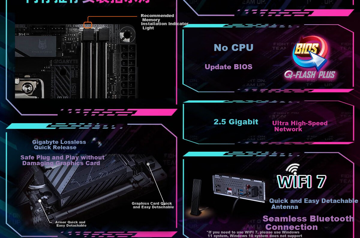 GIGABYTE Ultra-Durable Z890 UD DDR5 Motherboard, Supports Intel CPU Ultra 265K 285K 270K PLUS LGA 1851 4