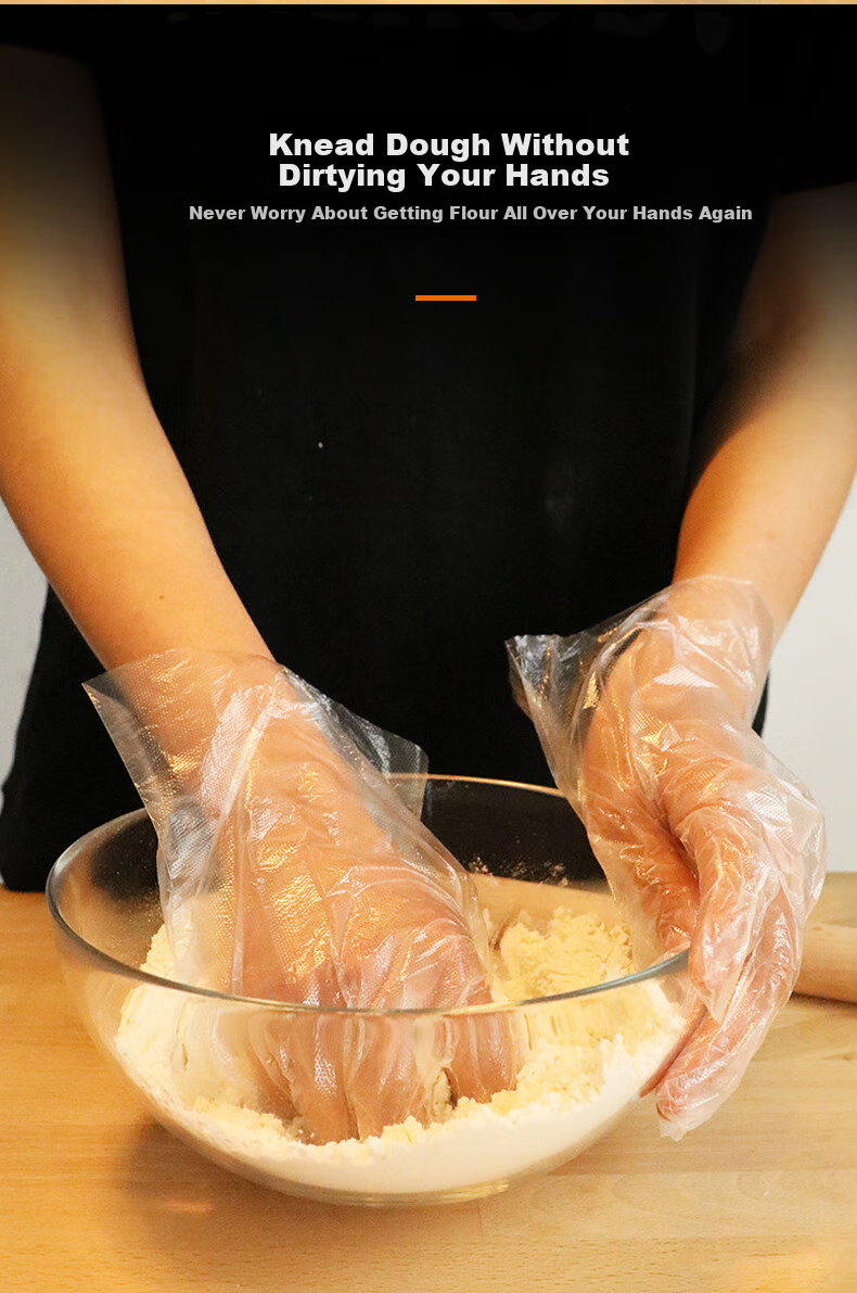 Jiecheng Disposable Transparent Thickened Food-Grade Kitchen PE Gloves for Eating Crayfish, 200 Pieces Per Box, Pull-Out Style 4