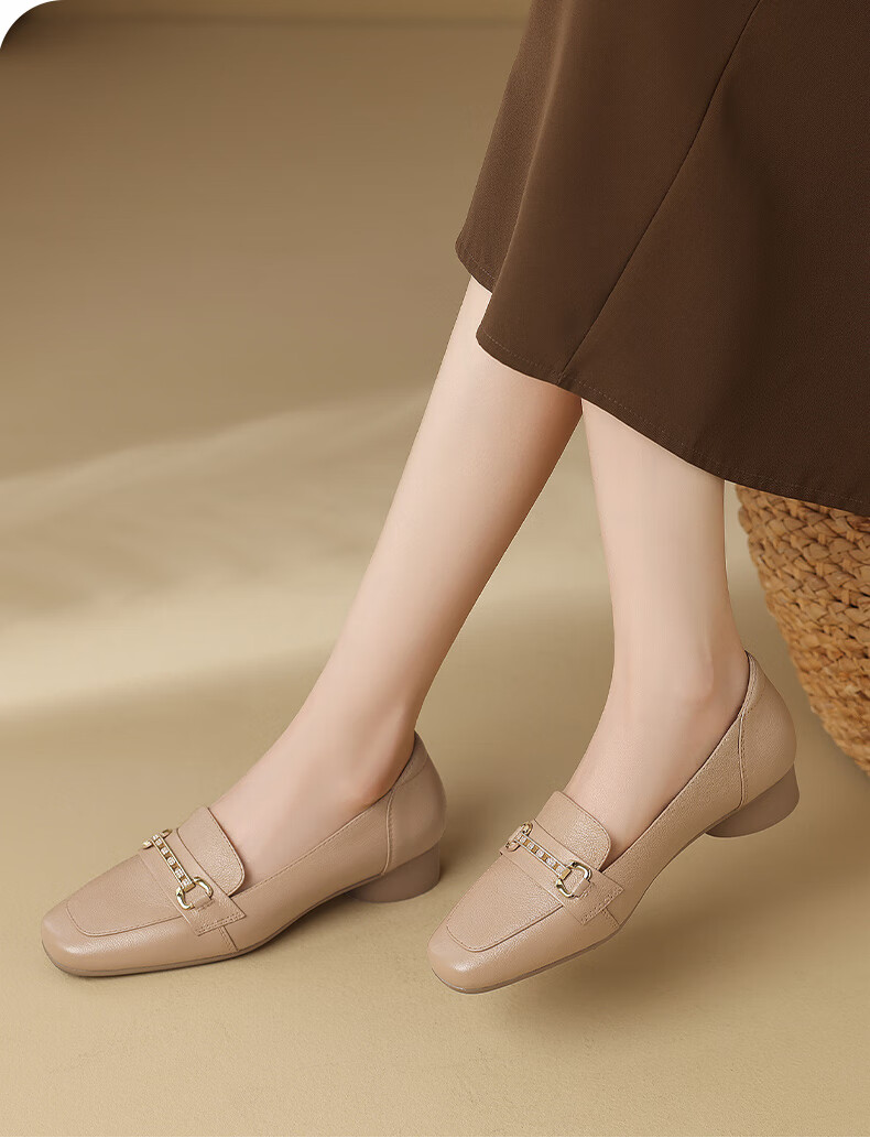 MULINSEN Women's Commuter Versatile Loafers Slip-On Mom Shoes Beige Size 40 4