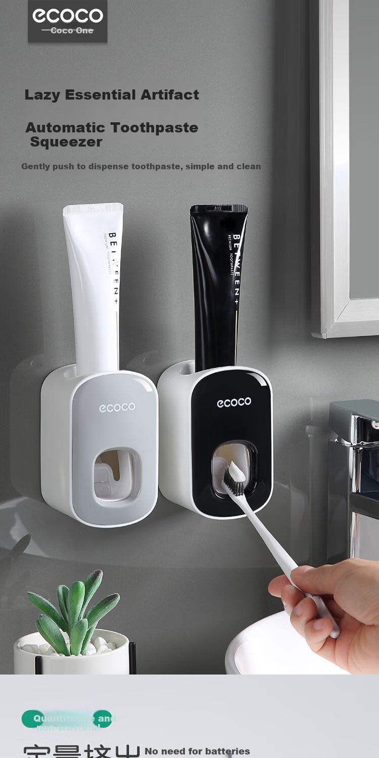 Ecoco Toothbrush Holder, No Drilling Required, Mouthwash Cup, Brushing Cup, Wall-Mounted Toothpaste Storage Rack, High-End Couple's Double Toothbrush Hanger 1