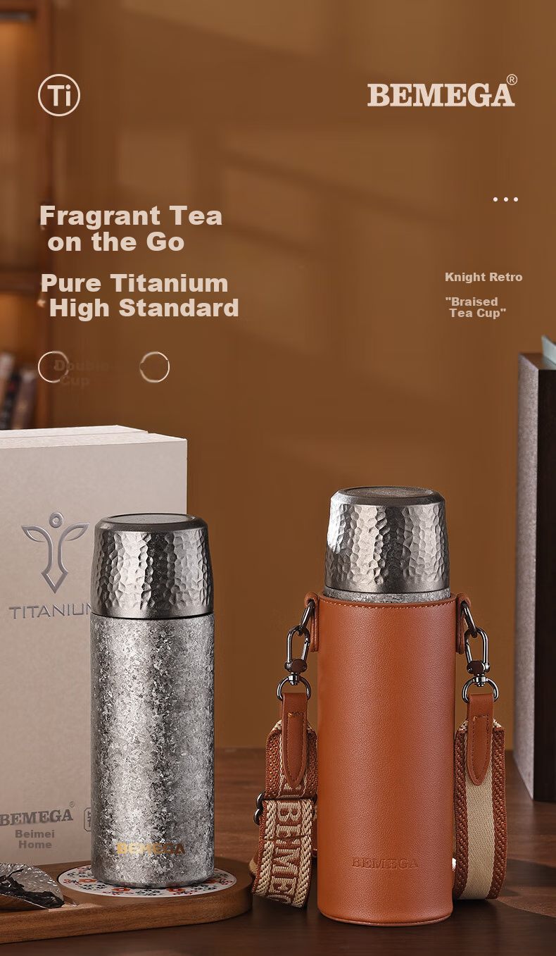 BEMEGA Pure Titanium Insulated Mug for Women And Men, Stylish 2025 New Model Sold by JD, Titanium Cup with Tea Infuser And Water Separatio 1