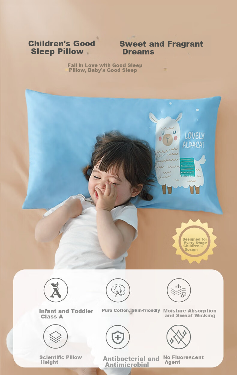 MERCURY Kids Pillow Neck Support Core, Class A Pure Cotton Pillow Insert, Student Dormitory Sleep Aid, Anti-Mite Low Pillow, Single Piece, 35cm × 50cm 1