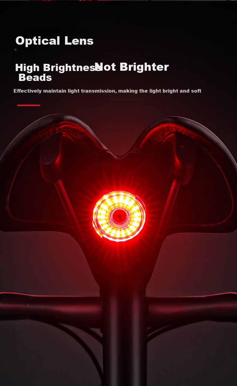 Tasiduizhang Bicycle Taillight, Mountain Bike Sensor Safety Warning Light, High Brightness Flashing Cycling Equipment, Handlebar Model 11