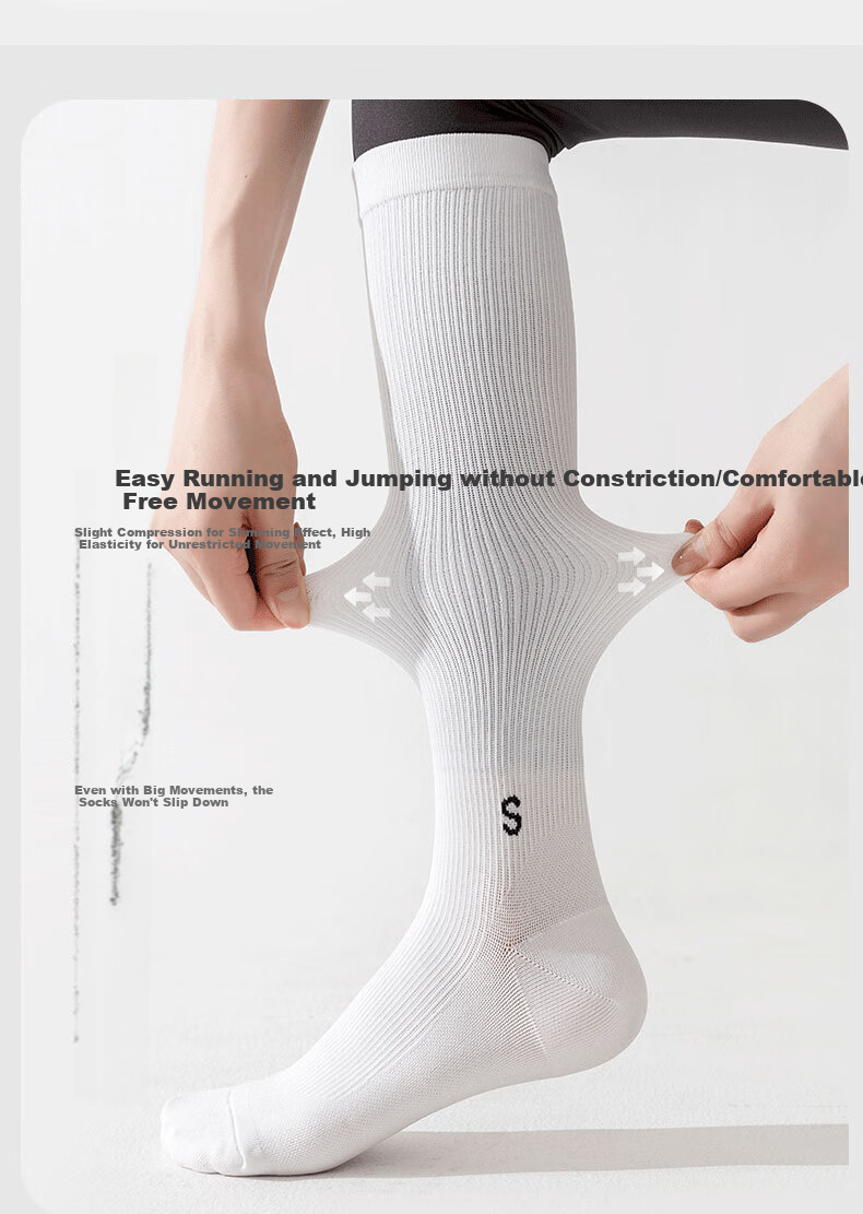 Duweike Pressure Socks, Professional Non-Slip Muscle Yoga Calf Socks, Sports Women's Running Jump Rope Marathon Cycling, Black + White 10