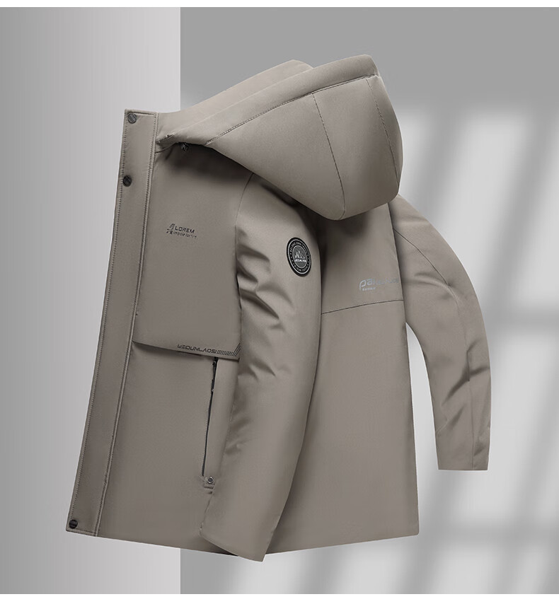 TUCANO Men's Winter Cotton Padded Jacket, Fleece Lined Thickened Coat, Men's Cold-Resistant Warm Business Casual Hooded Outerwear 10