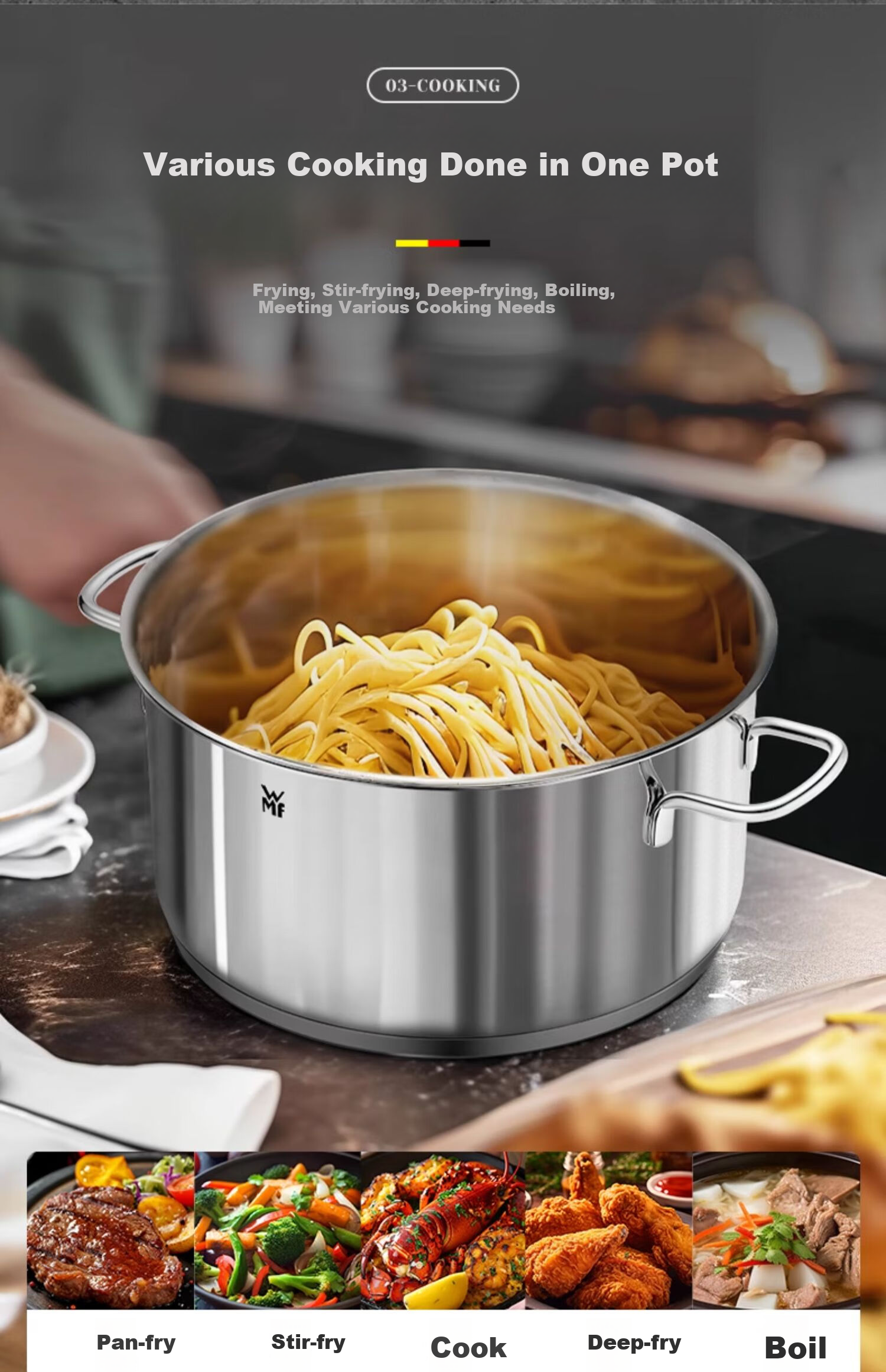 WMF German Futenbao Stainless Steel Stew Pot with Double Handles, Astoria Braising Pot, 20cm Kitchen Essential 6