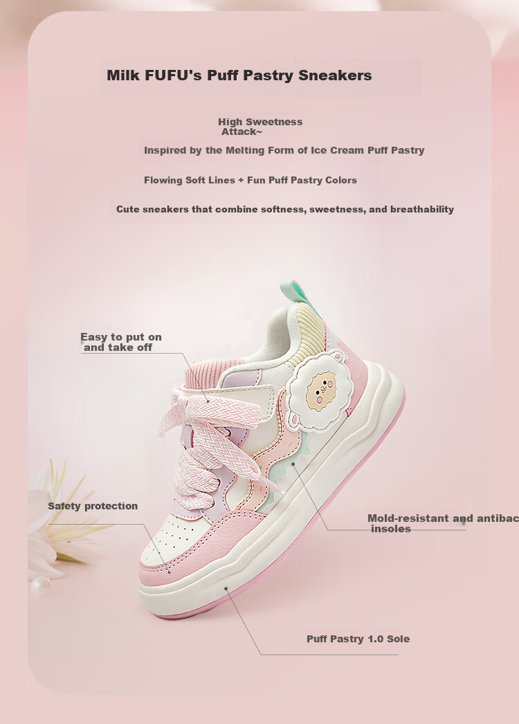 BALABALA Children's Shoes, Girls' Sneakers, Kids' Sports Shoes, White Casual Shoes for Autumn And Winter, Sweet Fleece-Lined 2