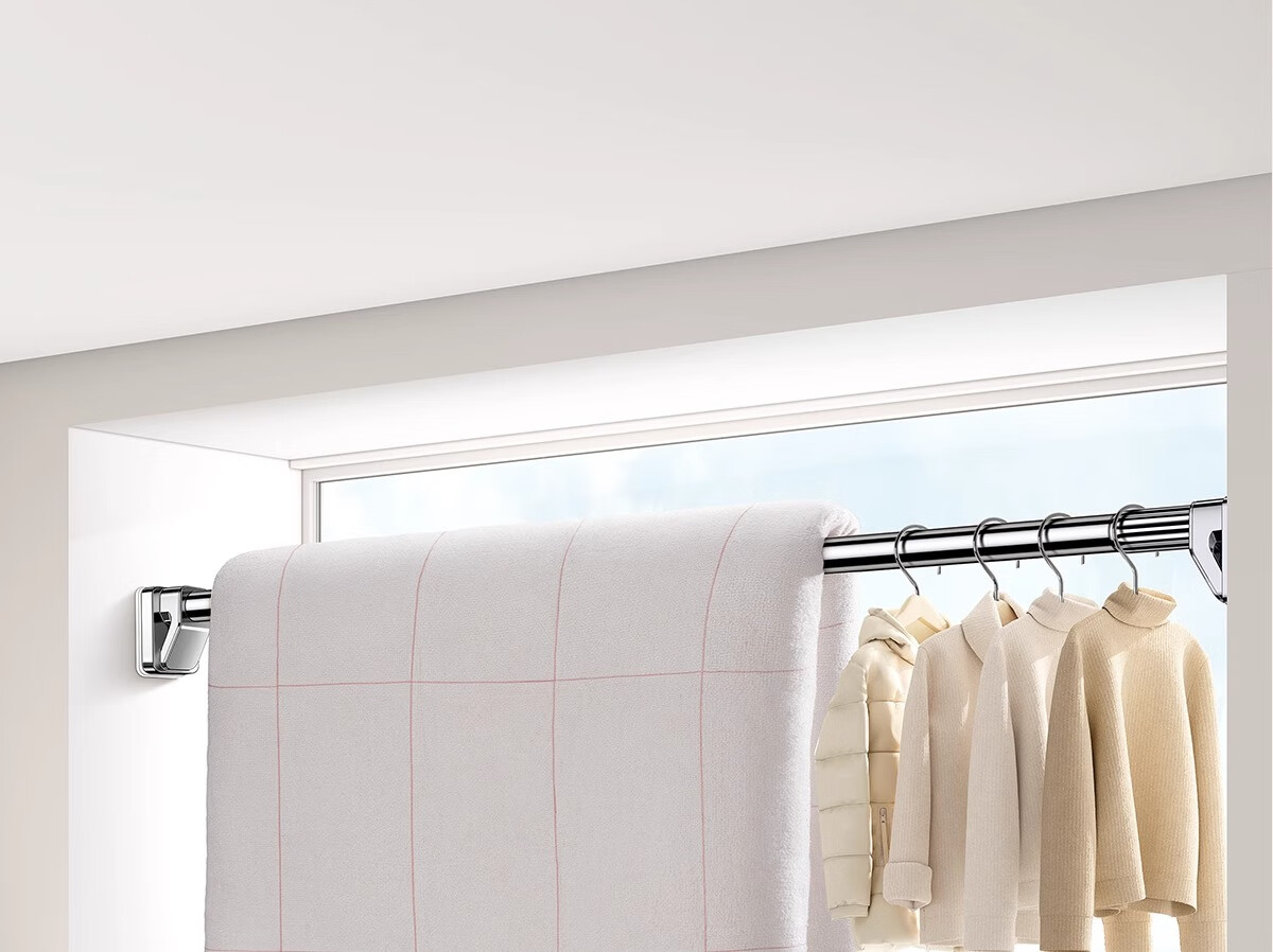 Futuristic No-Drill Telescopic Stainless Steel Clothes Drying Rod Balcony Wall-Mounted Support 340-400cm 20